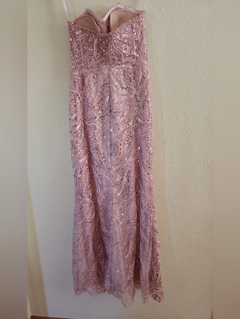 MAC DUGGAL, Pink Beaded Sequin Strapless Trumpet Gown, Size 4, MSRP $698 - Picture 7 of 10